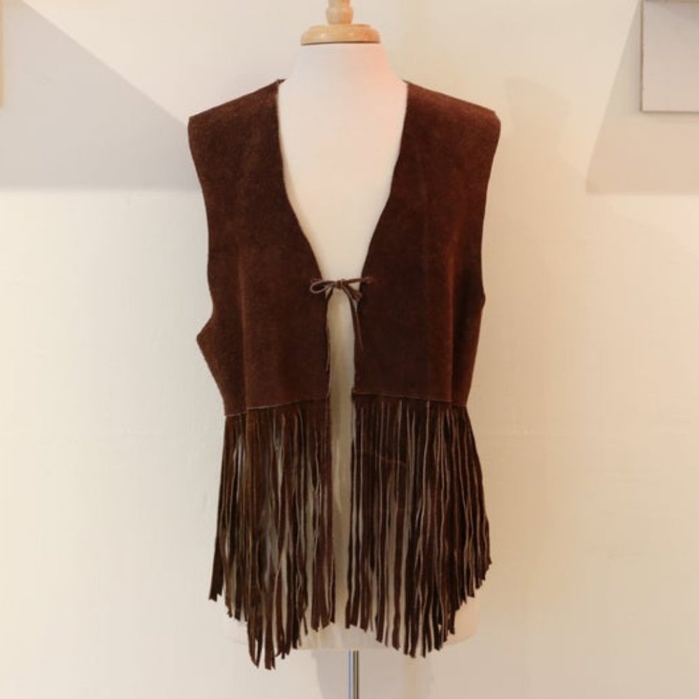 Brown Suede Western Fringe Vest